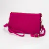 Fashnzfab Plain Faux Suede Crossbody Clutch Bag In Pink