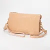 Fashnzfab Plain Faux Suede Crossbody Clutch Bag In Sand