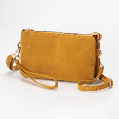 Fashnzfab Plain Faux Suede Crossbody Clutch Bag In Yellow