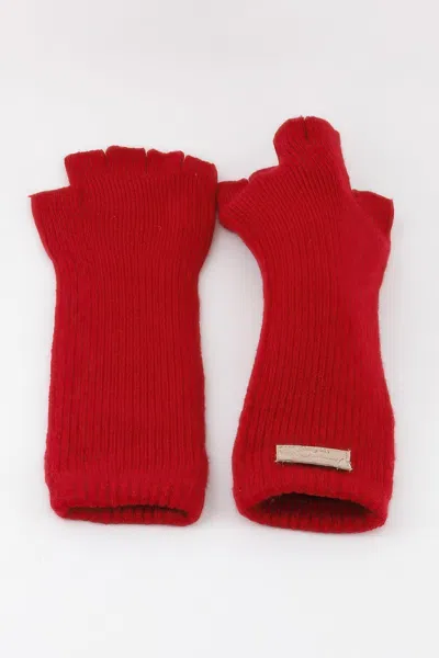 Fashnzfab Plain Fingerless Gloves In Red
