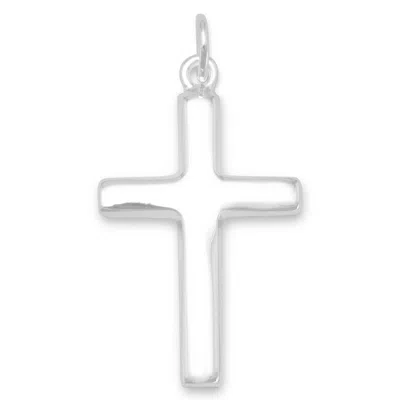 Fashnzfab Plain Polished Cross Pendant In Silver
