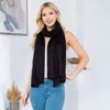 Fashnzfab Plain Shawl Poncho Scarf In Black
