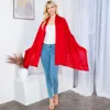 Fashnzfab Plain Shawl Poncho Scarf In Red