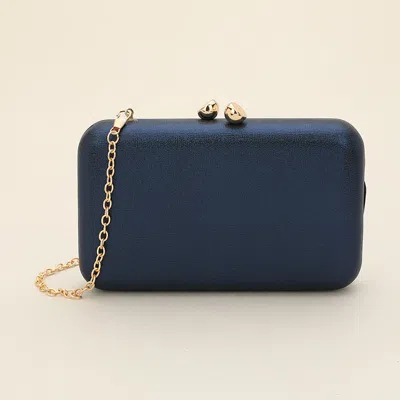 Fashnzfab Plain Shimmer Evening Clutch Bag / Crossbody Bag In Blue