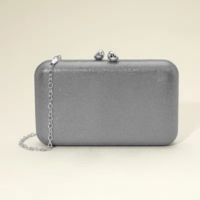 Fashnzfab Plain Shimmer Evening Clutch Bag / Crossbody Bag In Gray