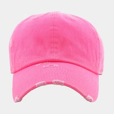 Fashnzfab Plain Vintage Baseball Cap In Pink