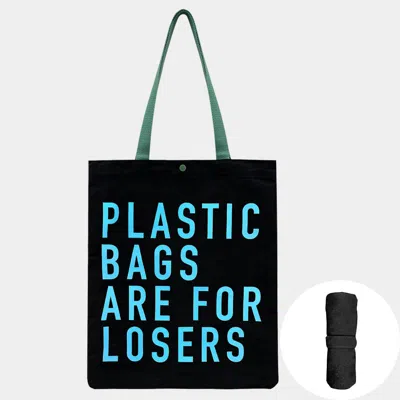 Fashnzfab Plastic Bags Are. Message Printed Foldable Eco Bag In Black