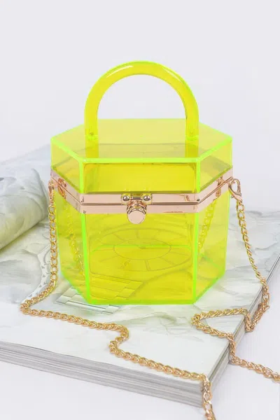 Fashnzfab Plastic Hard Mini Clutch W/handle In Green