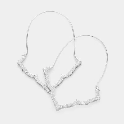 Fashnzfab Plated Brass Rhinestone Detail Triple Petal Earrings In Silver