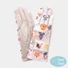 Fashnzfab Playful Dog Face Printed Smart Touch Gloves In Pink