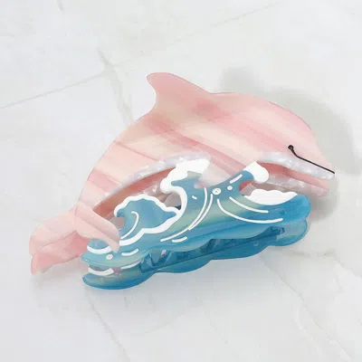 Fashnzfab Playful Dolphin Hair Claw Clip In Pink