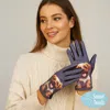 Fashnzfab Playful Puppy Printed Smart Touch Gloves In Purple