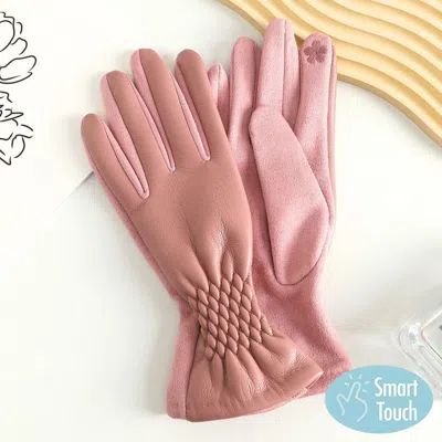 Fashnzfab Pleat Detailed Touch Smart Gloves In Pink