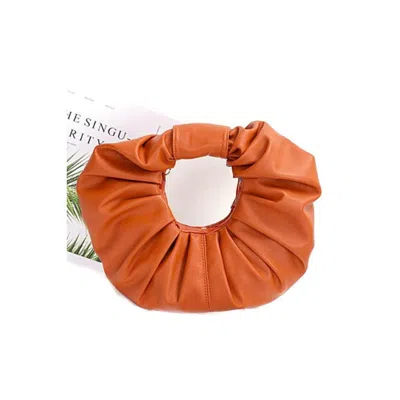 Fashnzfab Pleated Circle Faux Leather Circle Clutch