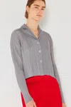 FASHNZFAB PLEATED CROPPED BUTTON UP SHIRT