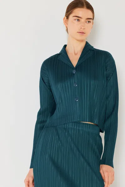 Fashnzfab Pleated Cropped Button Up Shirt In Multi