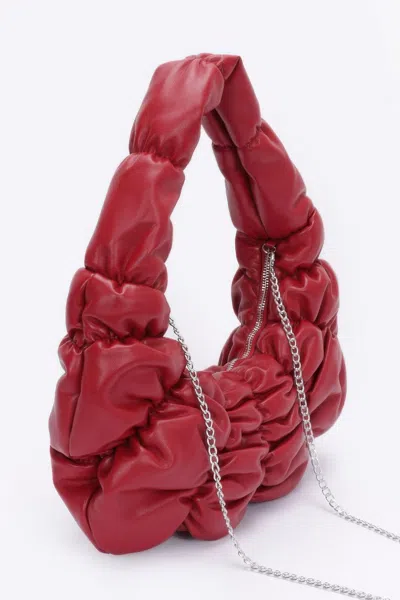 Fashnzfab Pleated Faux Leather Shoulder Bag In White