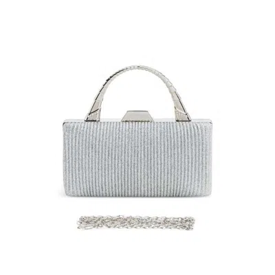 Fashnzfab Pleated Glitter Top Handle Box Clutch