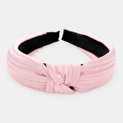 Fashnzfab Pleated Knot Burnout Headband In Pink