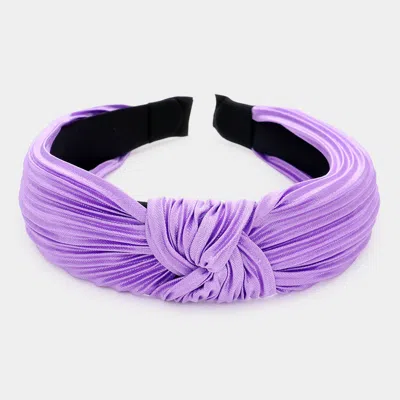 Fashnzfab Pleated Knot Burnout Headband In Purple