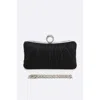 FASHNZFAB PLEATED METALLIC BOX CLUTCH BAG