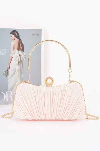 Fashnzfab Pleated Polyester Party Clutch In Brown