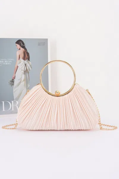Fashnzfab Pleated Polyester Party Clutch In Brown