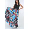 Fashnzfab Pleated Print Maxi Skirt With Leather Waist Band In Multi