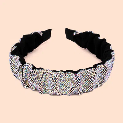 Fashnzfab Pleated Rhinestone Headband In Multi