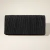 Fashnzfab Pleated Shimmery Evening Clutch / Crossbody Bag In Black