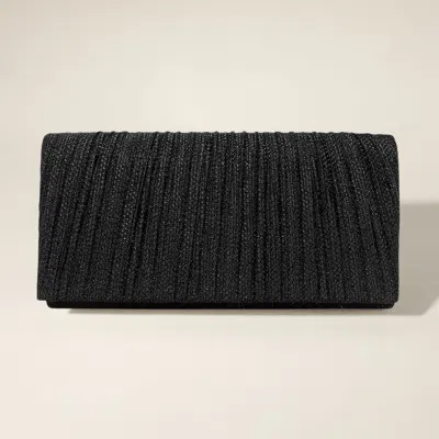 Fashnzfab Pleated Shimmery Evening Clutch / Crossbody Bag In Black
