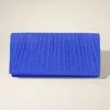 Fashnzfab Pleated Shimmery Evening Clutch / Crossbody Bag In Blue