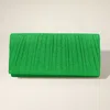 Fashnzfab Pleated Shimmery Evening Clutch / Crossbody Bag In Green