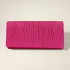 Fashnzfab Pleated Shimmery Evening Clutch / Crossbody Bag In Pink