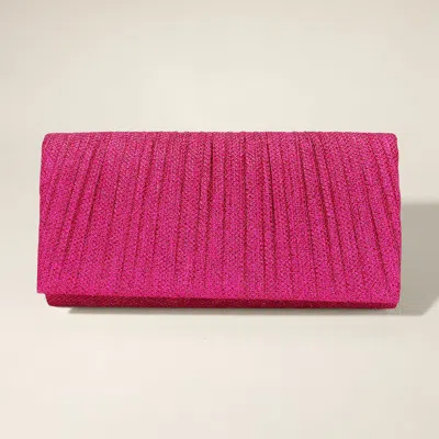 Fashnzfab Pleated Shimmery Evening Clutch / Crossbody Bag In Pink