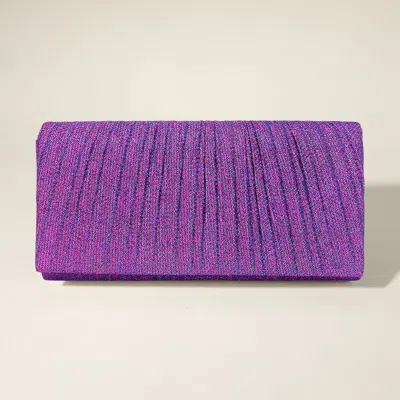Fashnzfab Pleated Shimmery Evening Clutch / Crossbody Bag In Purple
