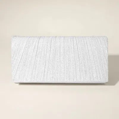 Fashnzfab Pleated Shimmery Evening Clutch / Crossbody Bag In White