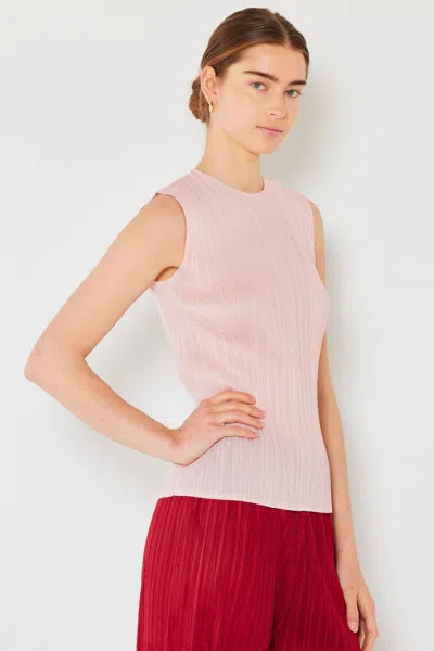 Fashnzfab Pleated Sleeveless Crewneck Tank In Pink