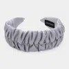 Fashnzfab Pleated Solid Faux Leather Headband In Gray