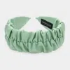 Fashnzfab Pleated Solid Faux Leather Headband In Green