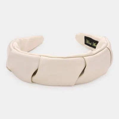 Fashnzfab Pleated Solid Faux Leather Headband In Multi