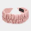 Fashnzfab Pleated Solid Faux Leather Headband In Pink