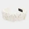 Fashnzfab Pleated Solid Faux Leather Headband In White