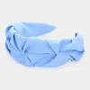 Fashnzfab Pleated Solid Headband In Blue