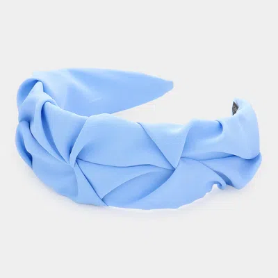 Fashnzfab Pleated Solid Headband In Blue