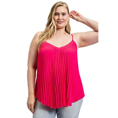 Fashnzfab Pleated Tank Top With Adjustable Strap In Pink