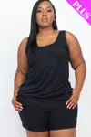 Fashnzfab Plus Comfy Tank Top & Shorts Set In Black