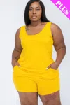 Fashnzfab Plus Comfy Tank Top & Shorts Set In Multi