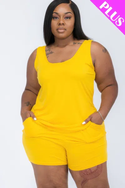 Fashnzfab Plus Comfy Tank Top & Shorts Set In Multi