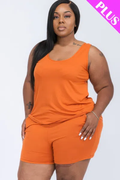 Fashnzfab Plus Comfy Tank Top & Shorts Set In Yellow
